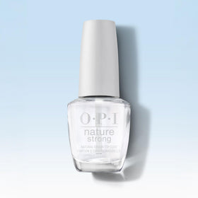 OPI Nature Strong bottle on natural backdrop emphasizing vegan, planet-friendly benefit