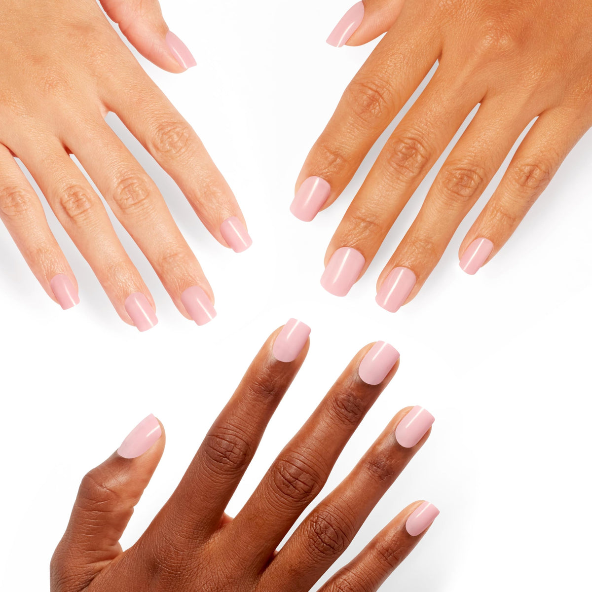 OPI Baby Take a Vow applied on fingers during at-home manicure, quick salon look