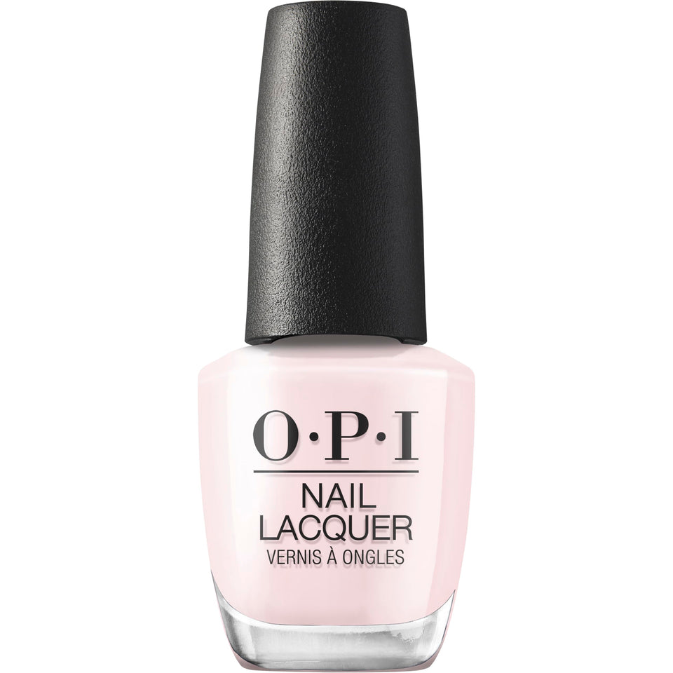 OPI bottle front view showing milky pink shade and brand clarity