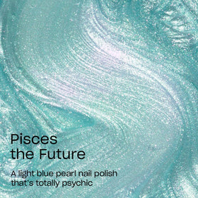 OPI swatch on fingertips demonstrating sheer, buildable blue pearl finish for manicure ideas