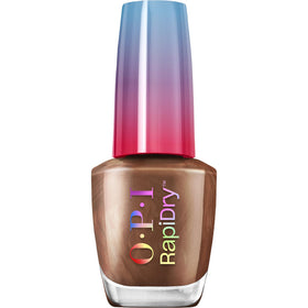 OPI front bottle shot showing deep brown shimmer and glossy finish benefit