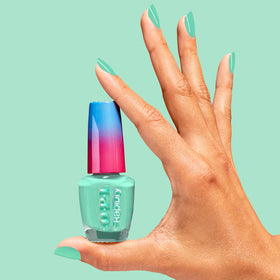 OPI bottle and cap showing post-consumer recycled materials and eco benefit