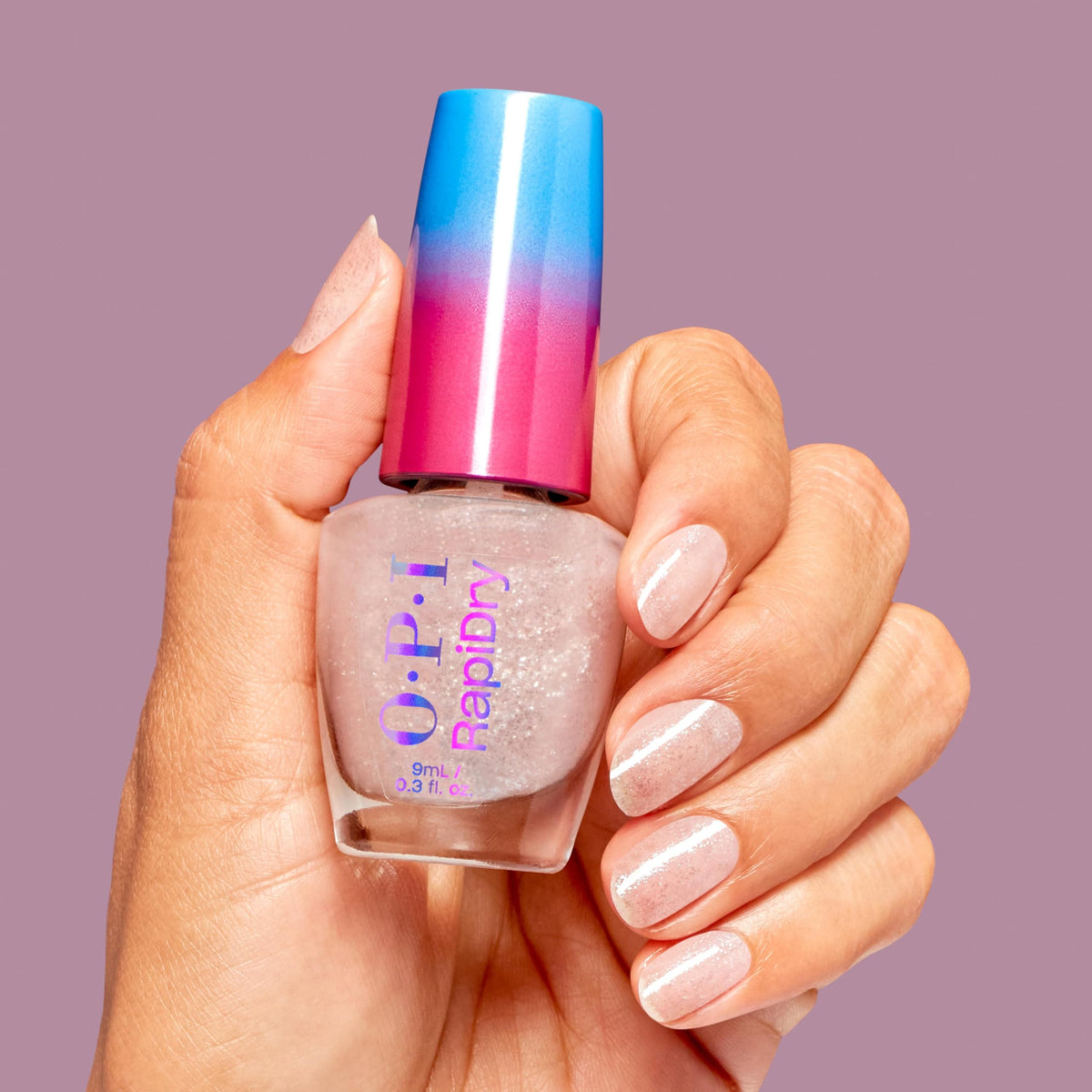 OPI polish texture macro with silver glitter showing luminous finish benefit