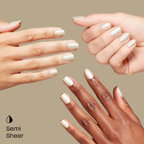 OPI nails with two coats displaying glossy pearl shine and longer wear