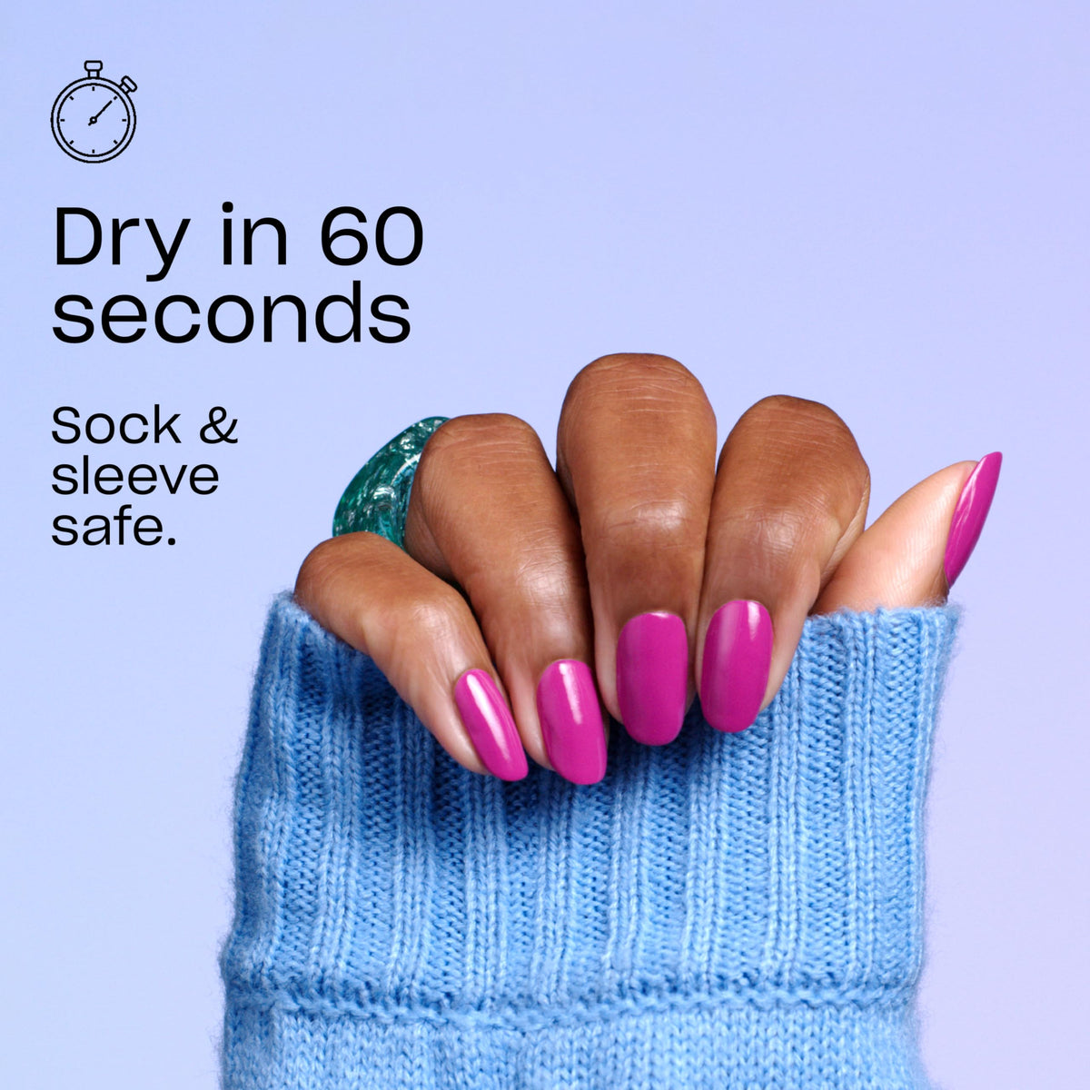OPI bottle in lifestyle flatlay highlighting fast-dry, travel-ready benefit