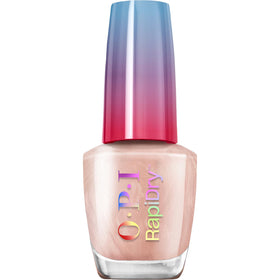 OPI bottle front view showing soft peach pearl shade and fast-dry benefit