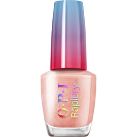 OPI front bottle showing label and soft peach shimmer shade for quick application