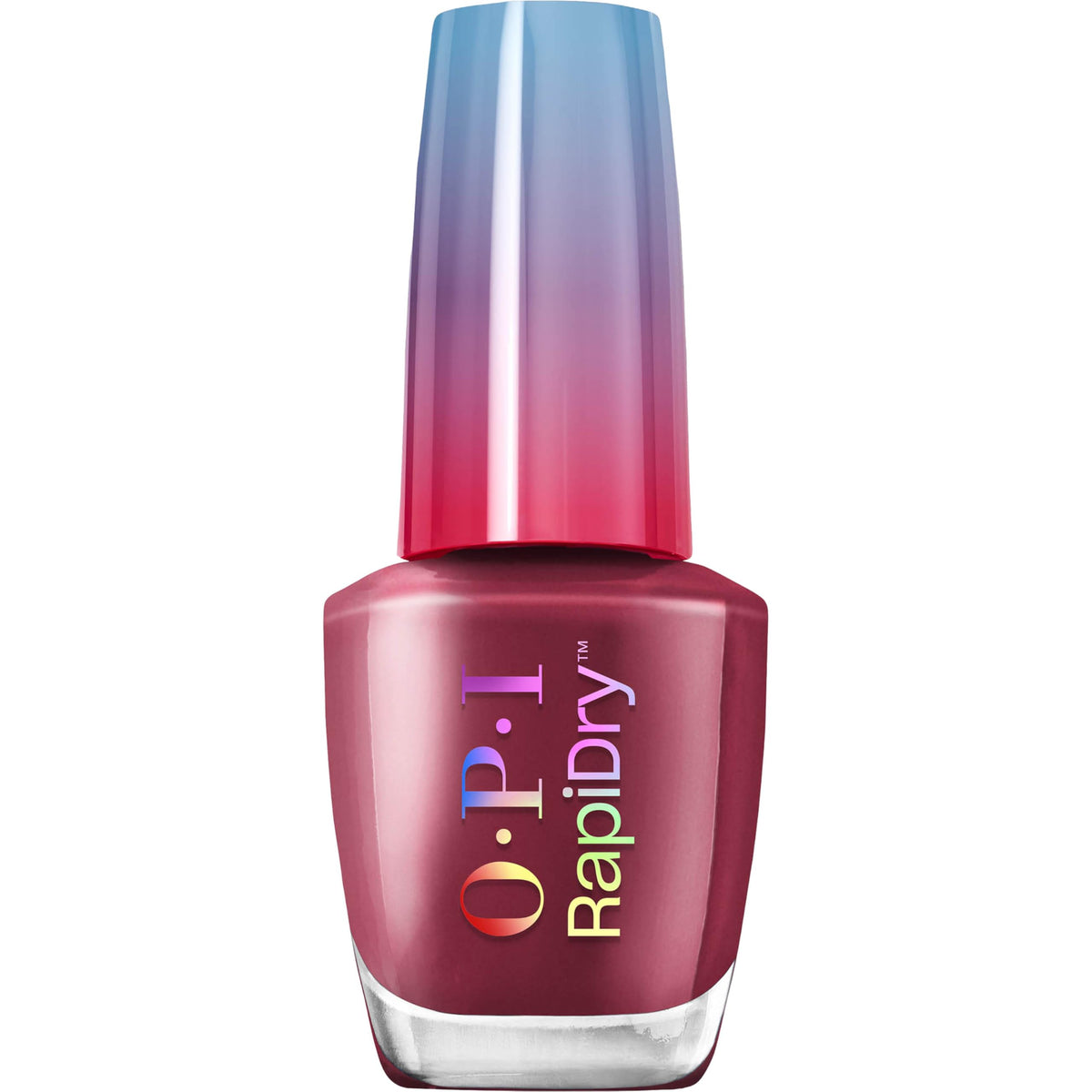 OPI bottle front view showing So Berry Quick berry red and fast-dry benefit
