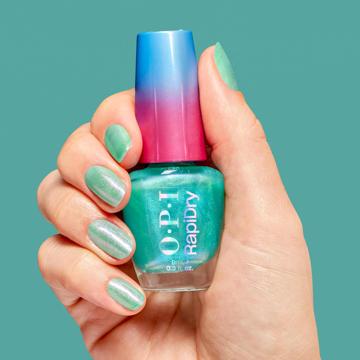 OPI Speed of Bright texture close-up highlighting mica shimmer and luminous finish
