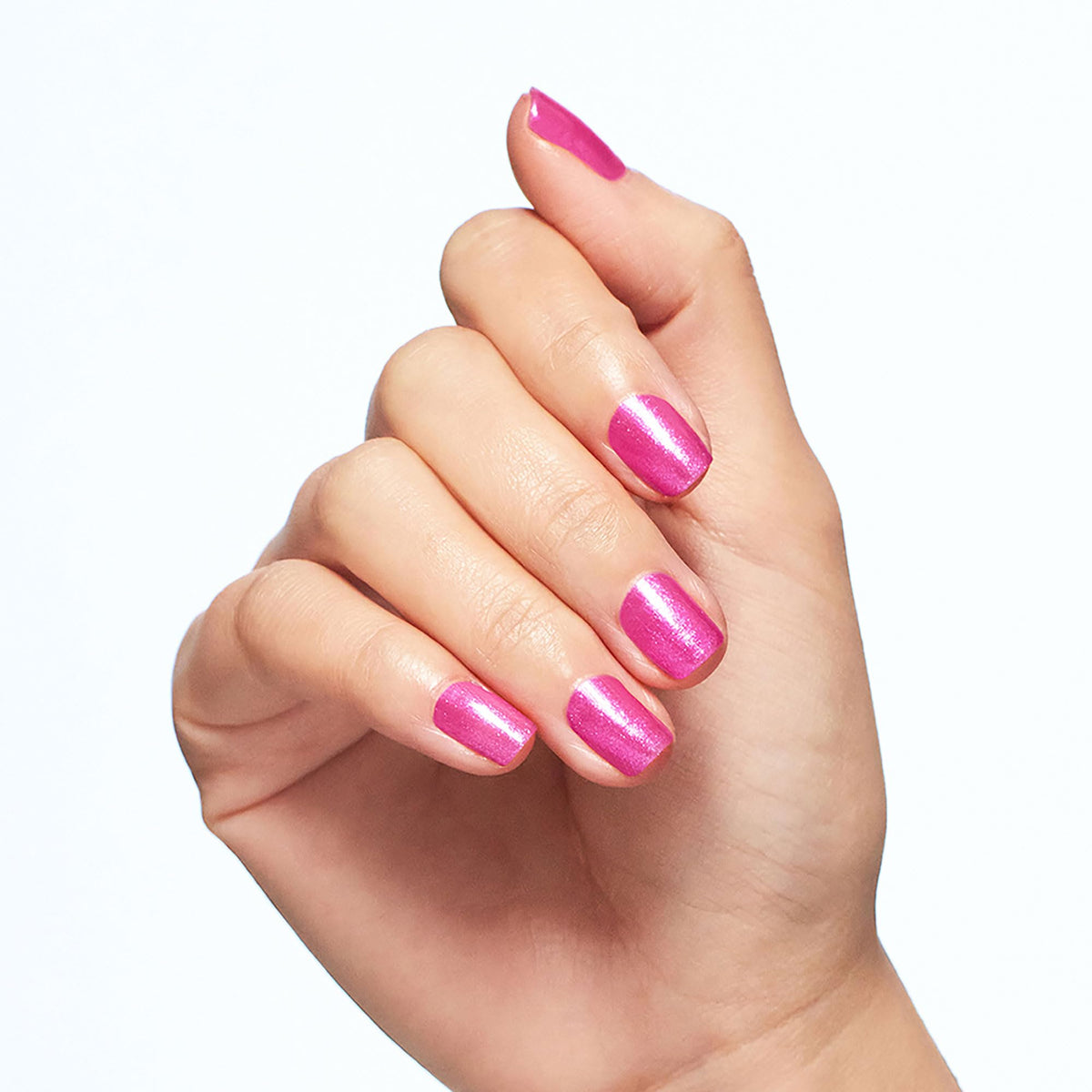 Close-up of shimmer particles in OPI polish showing luminous camera-ready shine