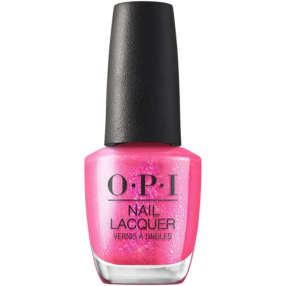 OPI bottle front view showing sheer bright pink shimmer and branding benefit