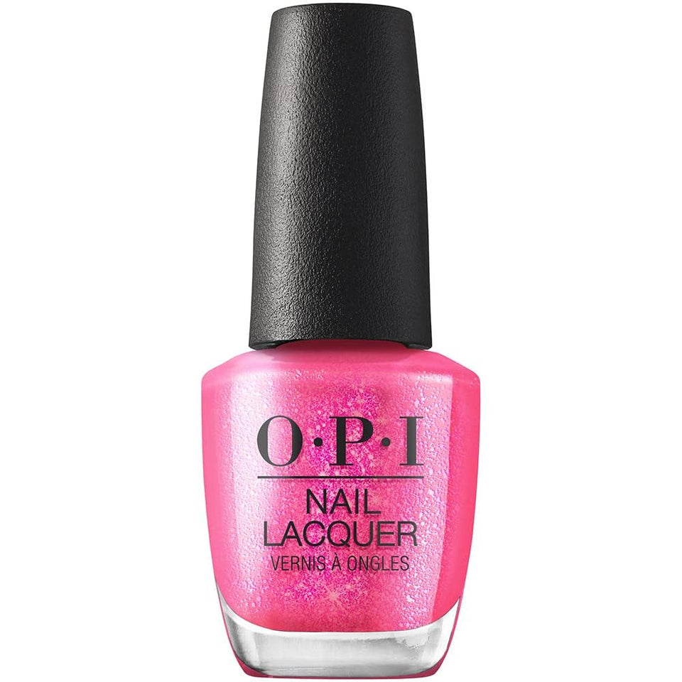 OPI bottle front view showing sheer bright pink shimmer and branding benefit