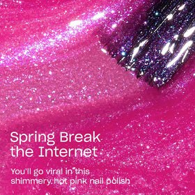 Hand model wearing OPI pink shimmer showing wearable glossy result