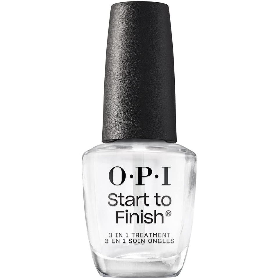 OPI Start to Finish front bottle showing sleek packaging and quick-dry benefit