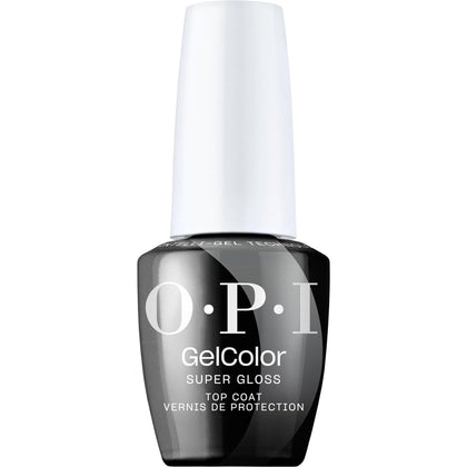OPI bottle front view showing brand and glossy finish benefit