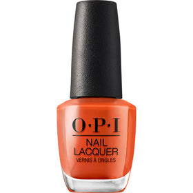 OPI bottle front view shows deep copper-orange shade and glossy finish