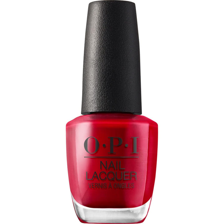 OPI front bottle showing red-orange shade and glossy finish