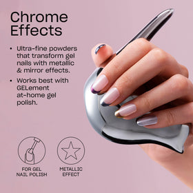 OPI silicon applicator close-up with powder, makes smooth even chrome application easier