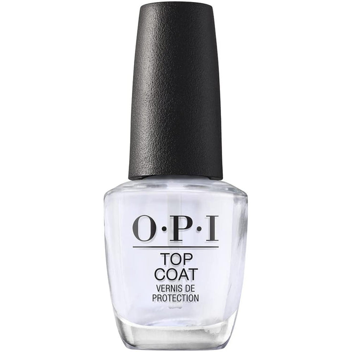 OPI top coat front bottle showing label and glossy finish benefit