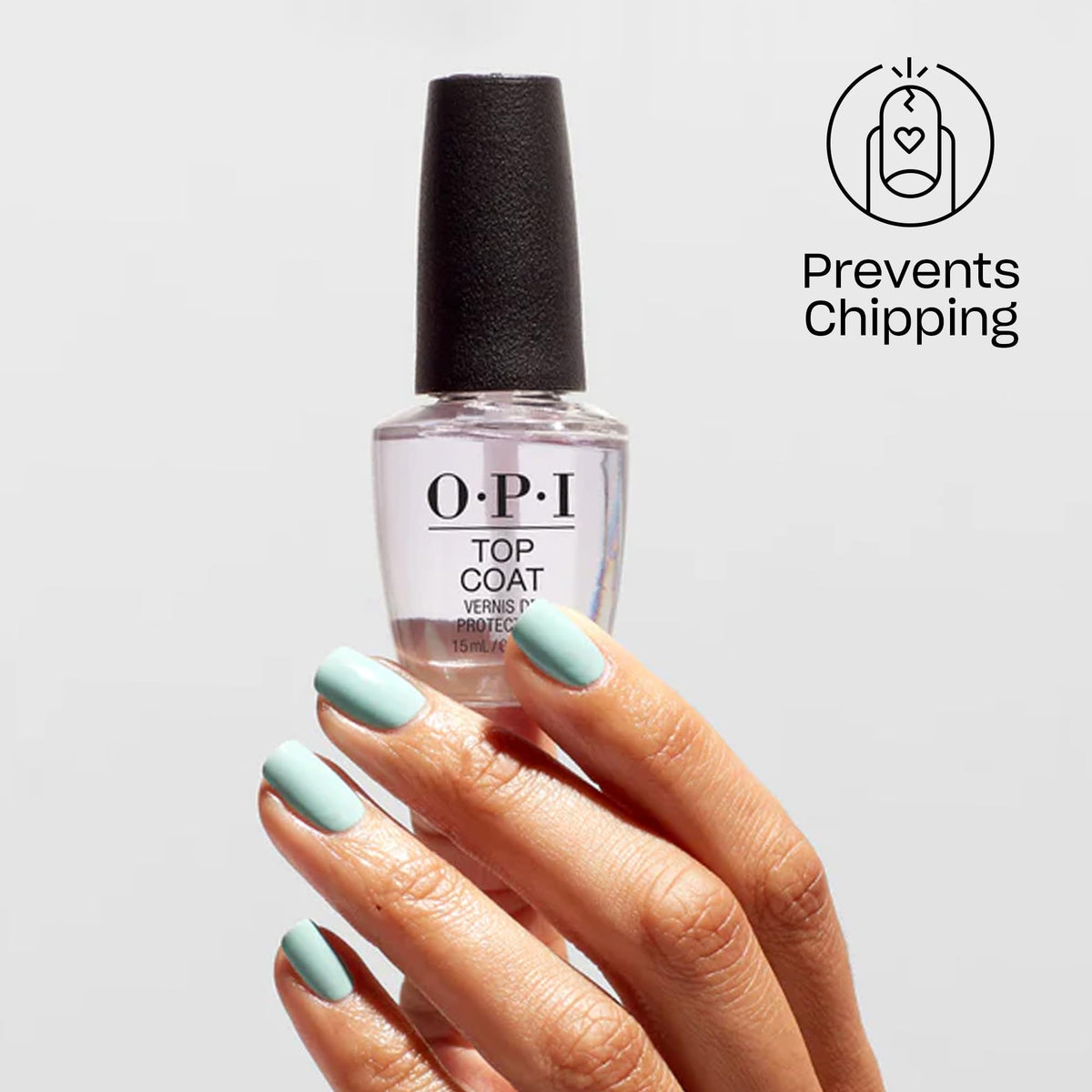 OPI top coat in lifestyle manicure scene adding salon-quality shine benefit