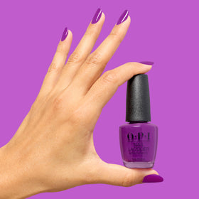 OPI cap and label close-up showing brand detail and easy-grip benefit