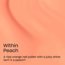OPI within peach bottle closeup label showing vegan formula and recycled-cap benefit