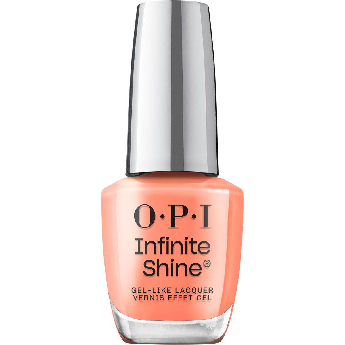 OPI bottle front view showing bright coral-orange shade and glossy finish