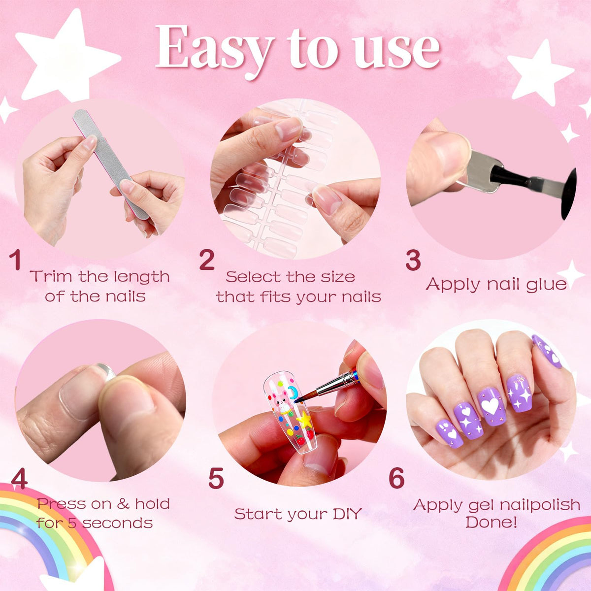OPkssnails painted design example on short nails demonstrating creative customization options