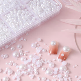 OPMADM close-up of an 8mm flat back pearl showing glossy finish and durable decorative look