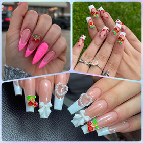 OPMADM mixed charms applied on nails demonstrating how pieces enhance manicure designs