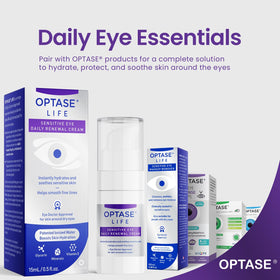 Optase product with clinical paperwork in background, indicates eye-care testing