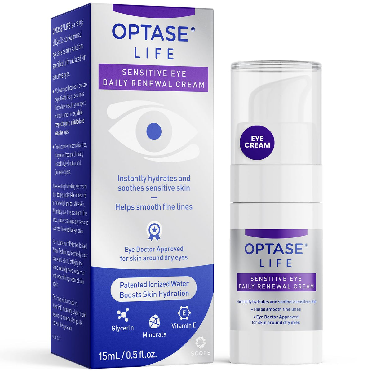 Optase front packaging showing tube and branding, highlights gentle formulation
