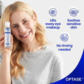 Optase liquid on cotton pad showing lightweight texture and lift