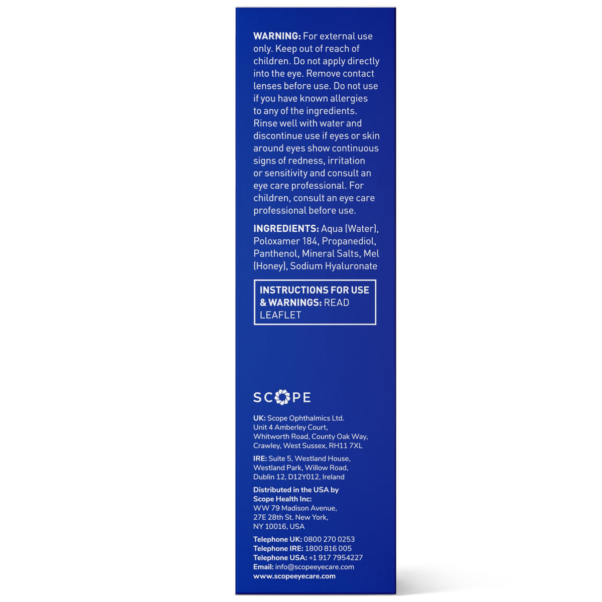 Optase 100ml bottle beside passport showing travel-friendly size