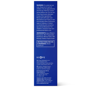 Optase 100ml bottle beside passport showing travel-friendly size