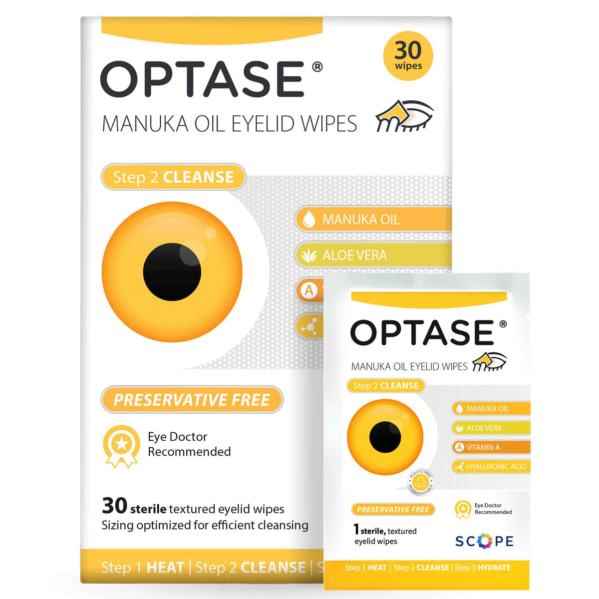 Optase front packaging showing 30-count benefits and branding