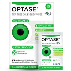 Optase front pack showing 30 sachets and clear product branding, promotes hygienic convenience