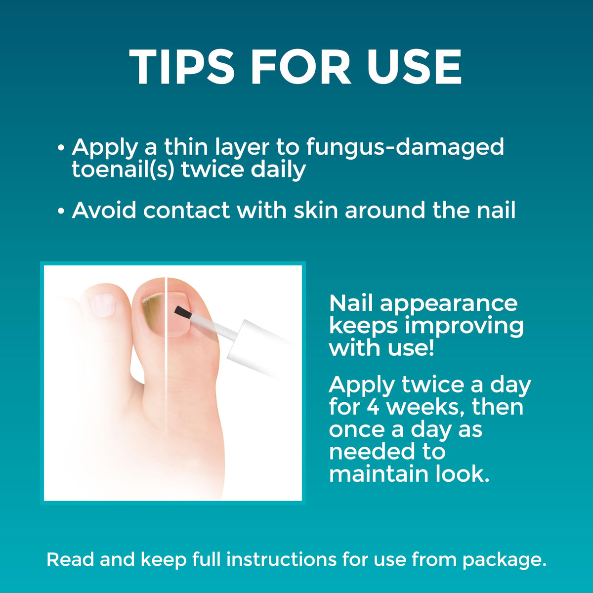 Opti-Nail being applied to a toenail with brush, shows targeted coverage and convenience