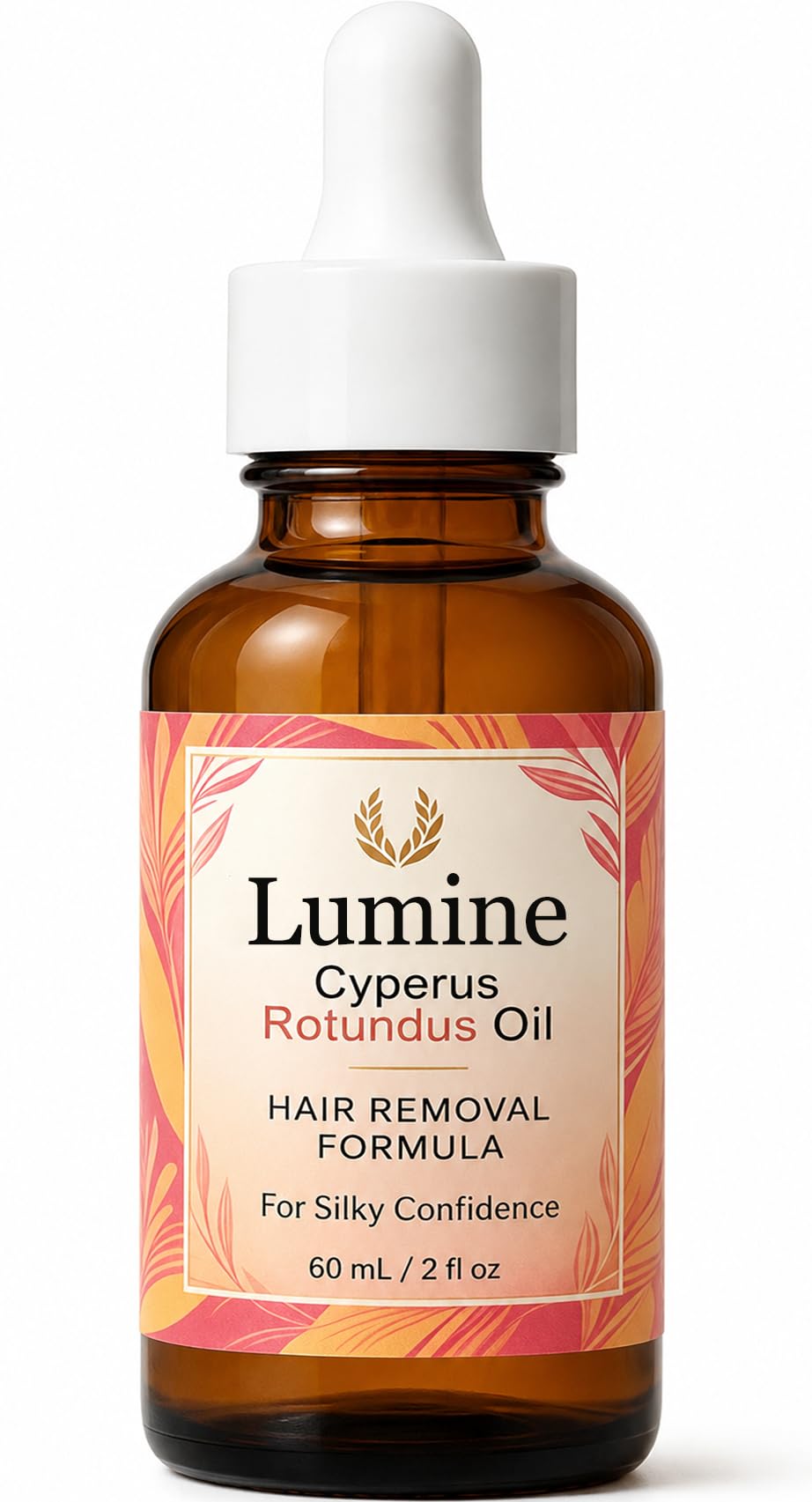 Optifusion Lumine Organics front packaging showing bottle and box, highlights natural hair reduction