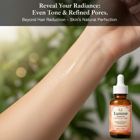 Optifusion Lumine Organics legs before and after visual concept, shows smoother, refined skin appearance