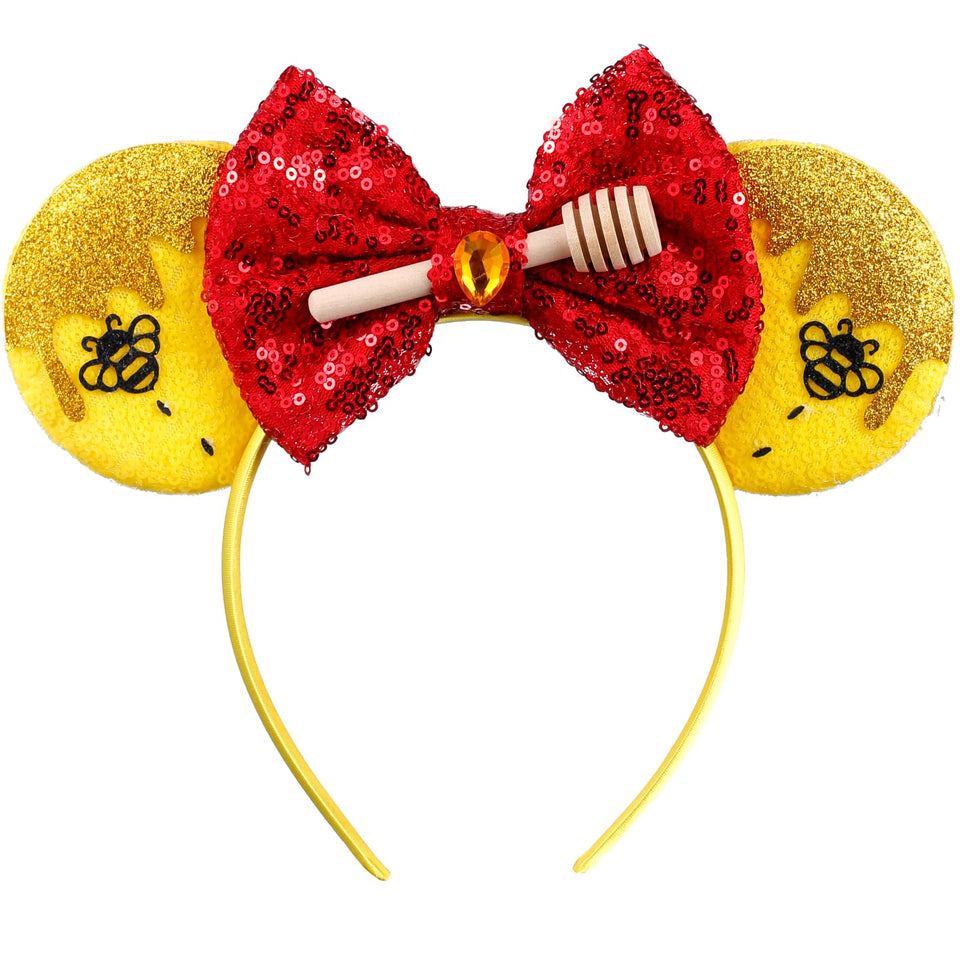 Opzzqz front view glitter bow headband shows bright bow and ears, ideal for parties