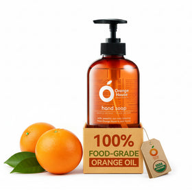 ORANGE HOUSE front pump bottle showing product and easy dispensing benefit