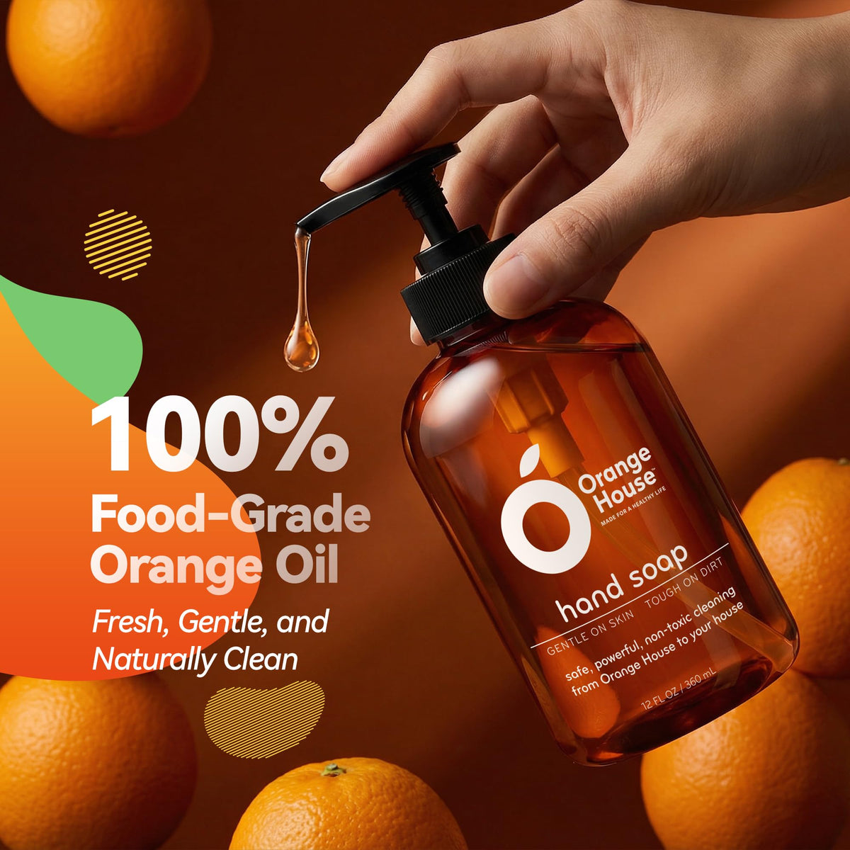 ORANGE HOUSE label close-up highlighting ingredients and clear ingredient list