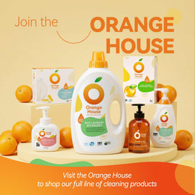 ORANGE HOUSE bathroom counter styled scene showing everyday household use