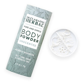 Ora's Amazing Herbal front packaging showing unscented powder benefits