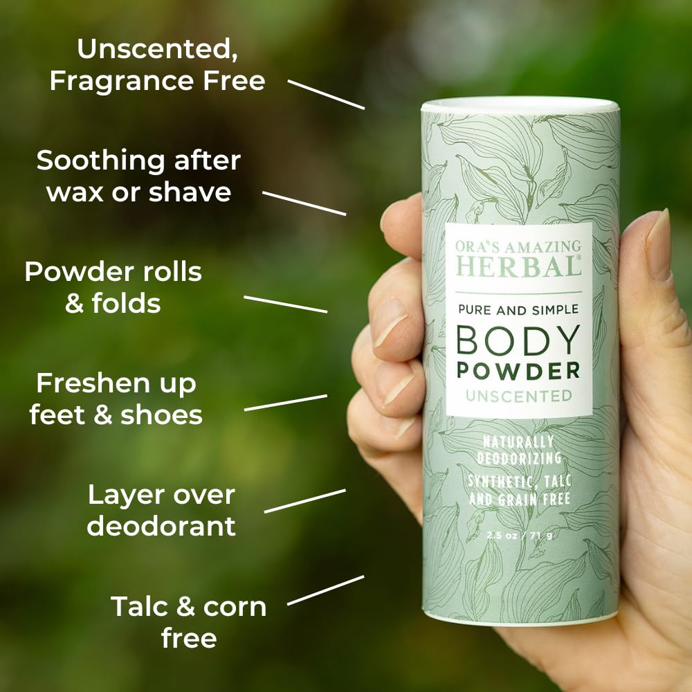 Ora's Amazing Herbal open tube top view revealing fine, pliable powder