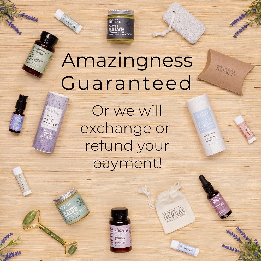 Ora's Amazing Herbal used after waxing demonstrating calming, dry finish