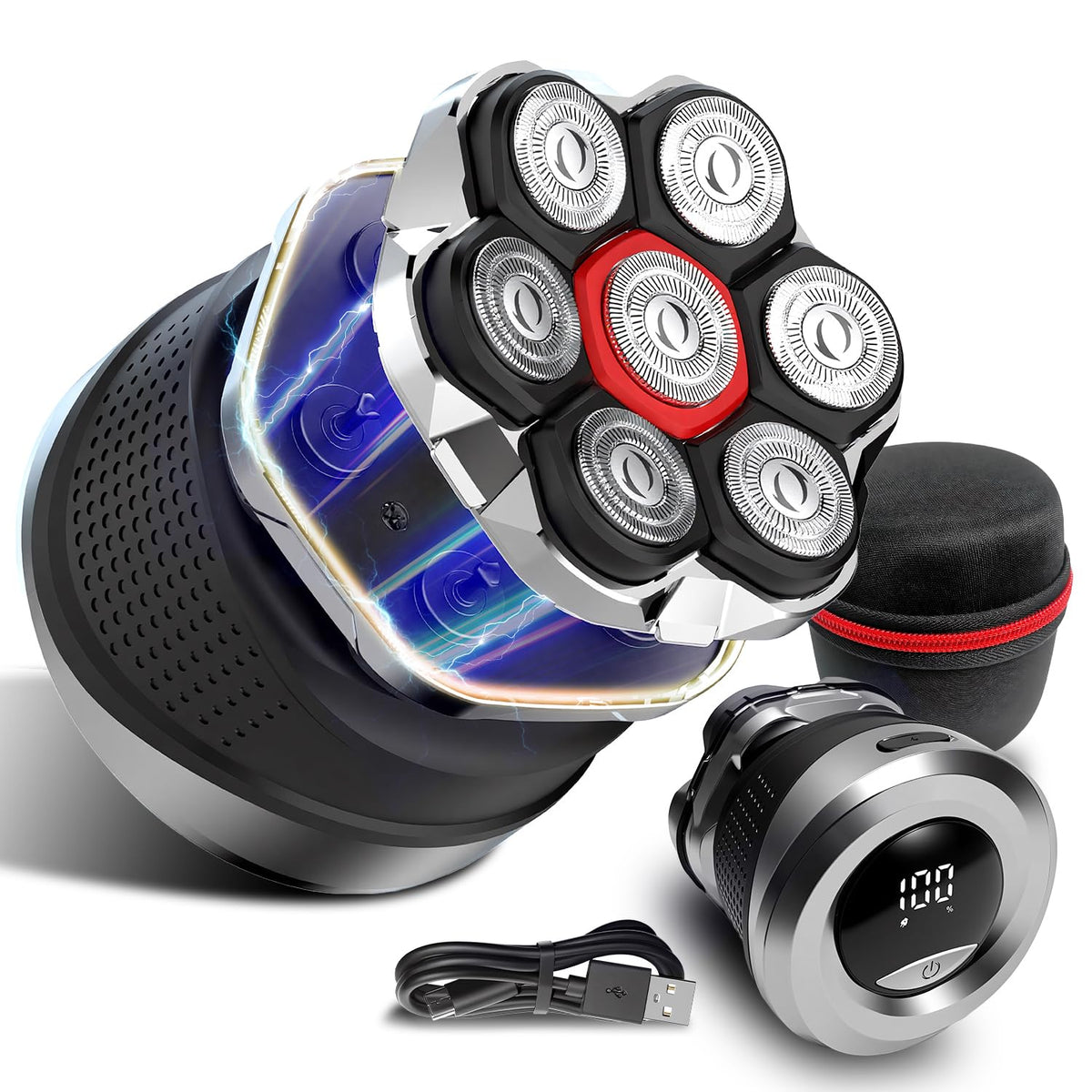 ordele front view of shaver showing ergonomic grip and large shaving surface