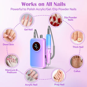 ORFASTAR hand for scale showing compact travel-friendly nail drill size