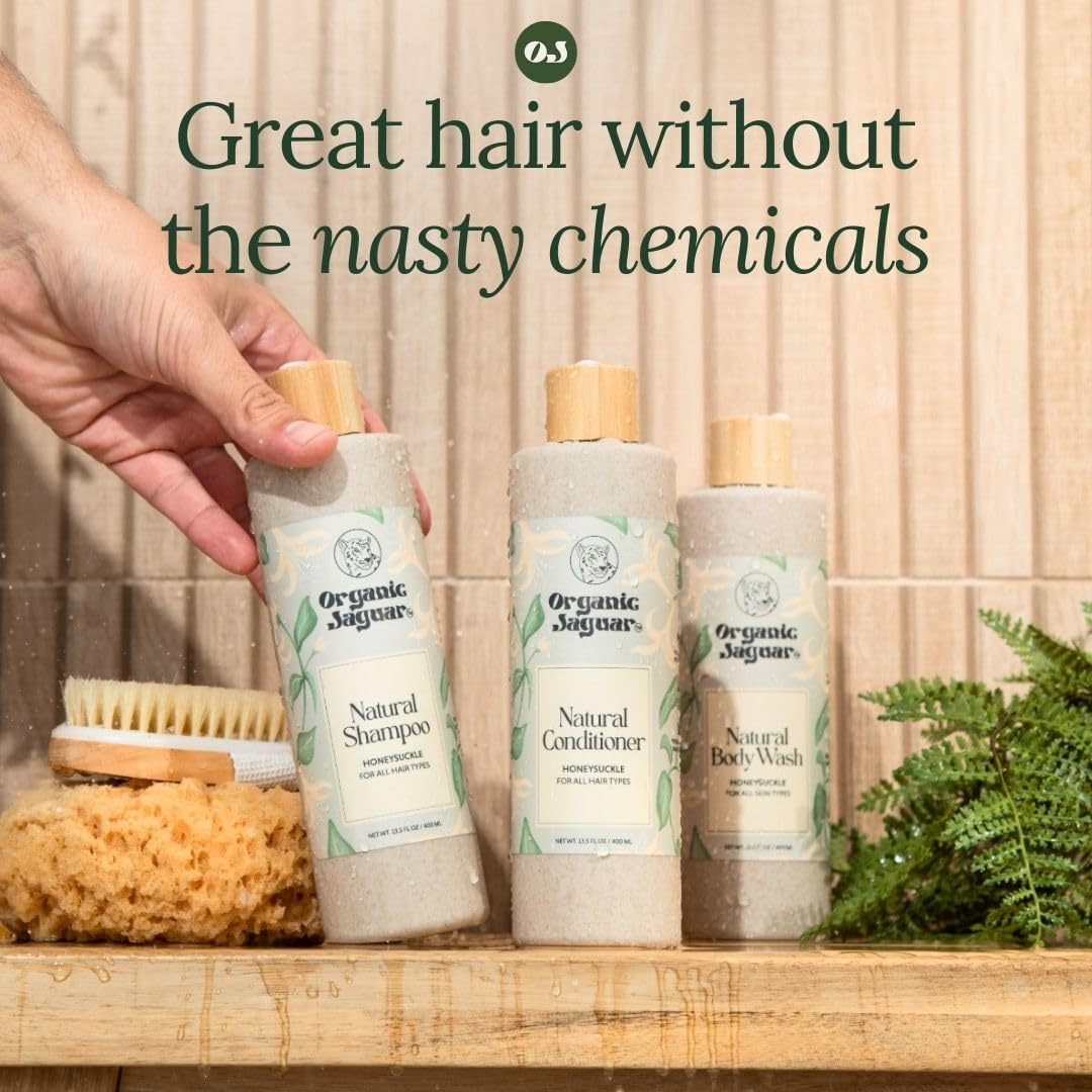 Organic Jaguar bottle in bathroom lifestyle setting suggesting daily unscented cleansing routine